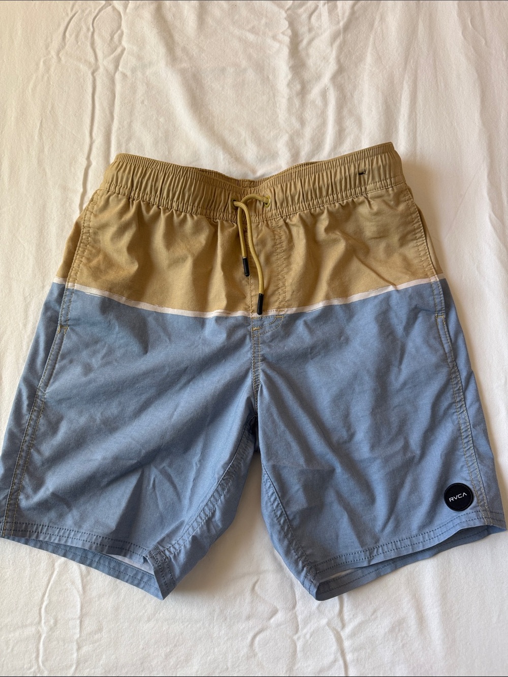 RVCA Kids Two-Tone Tan and Light Blue Swim Trunks